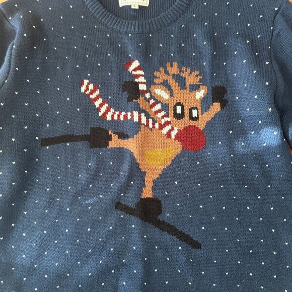 Christmas Reindeer Rudolph Skiing Sweater Size Large Fun Ugly Christmas Sweater - Picture 4 of 9